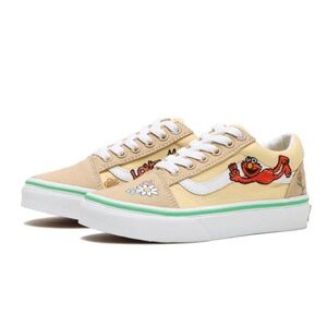 SESAME STREET KID'S OLD
SKOOL 'MULTI' UNISEX size 3 tan yellow lace up ELMO